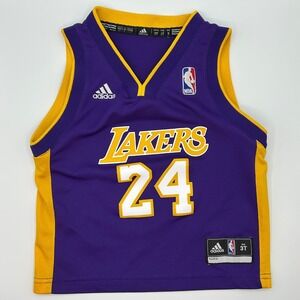 Kids Adidas LA Lakers Kobe BRYANT 24 Basketball Away Jersey Size 3T Purple Gold